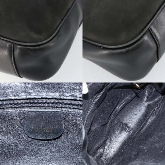 GUCCI Bamboo Hand Bag Leather Black Gold 001 2113 001 2113 - Picture 11 of 12